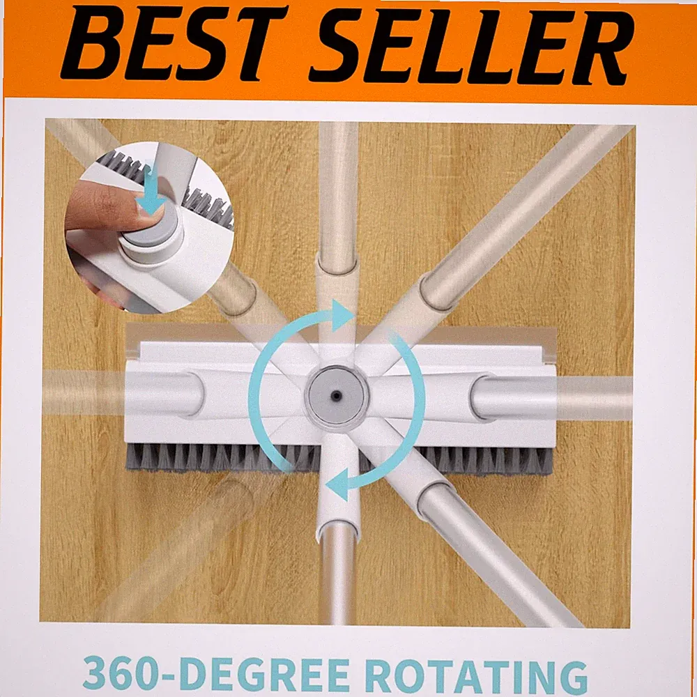 3-in-1 Floor Scrub Brush with Long Handle