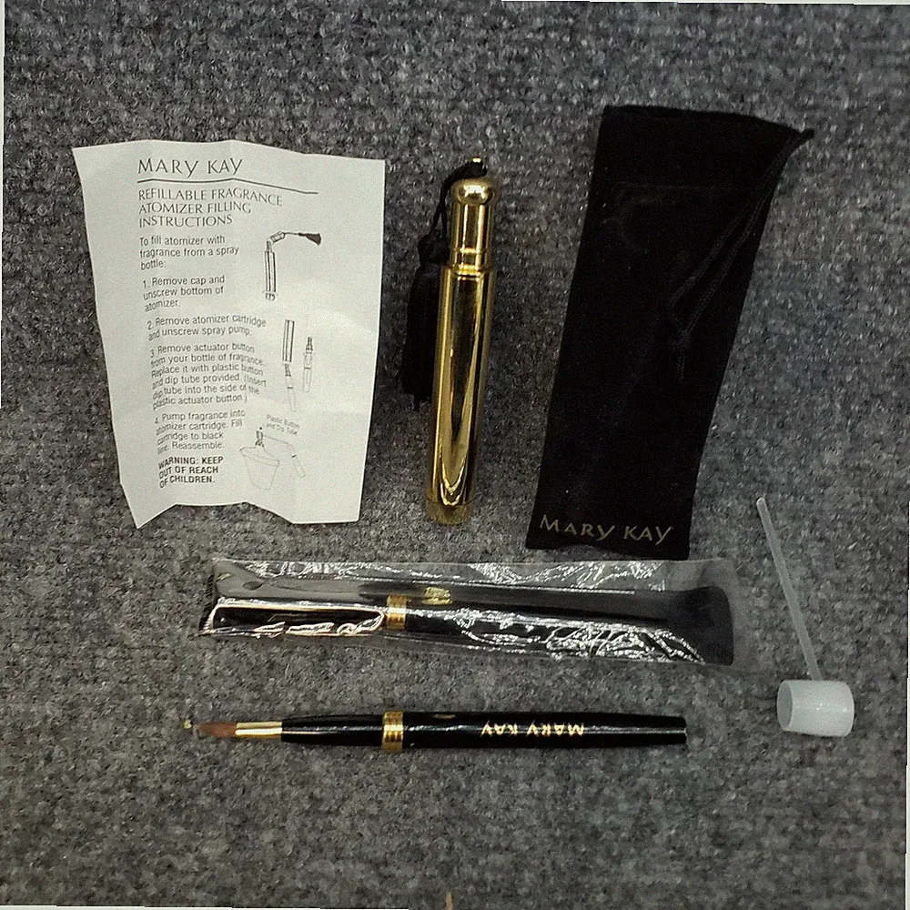 Mary Kay Cosmetics Refillable Fragrance Atomizer Purse Travel Size - TWO Brushes